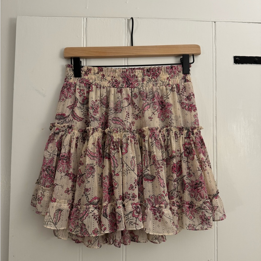 Misa ruffled floral print skirt